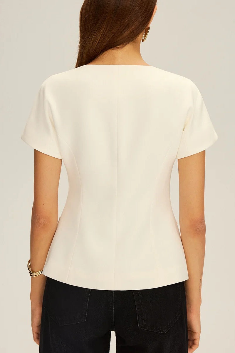 Double-Breasted Short-Sleeve Blazer