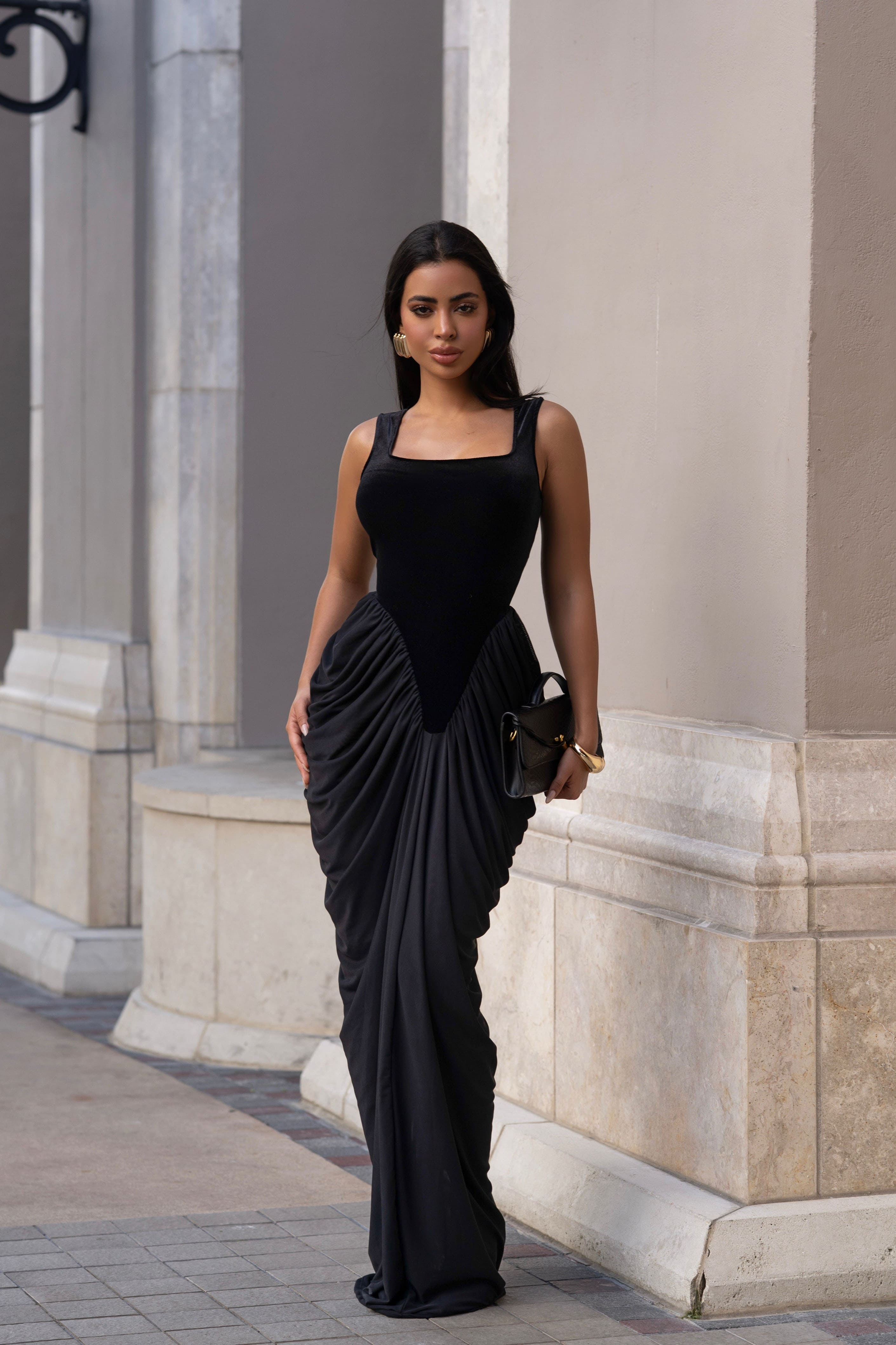 Rochie lungă din plasă catifelată Phantom Grace