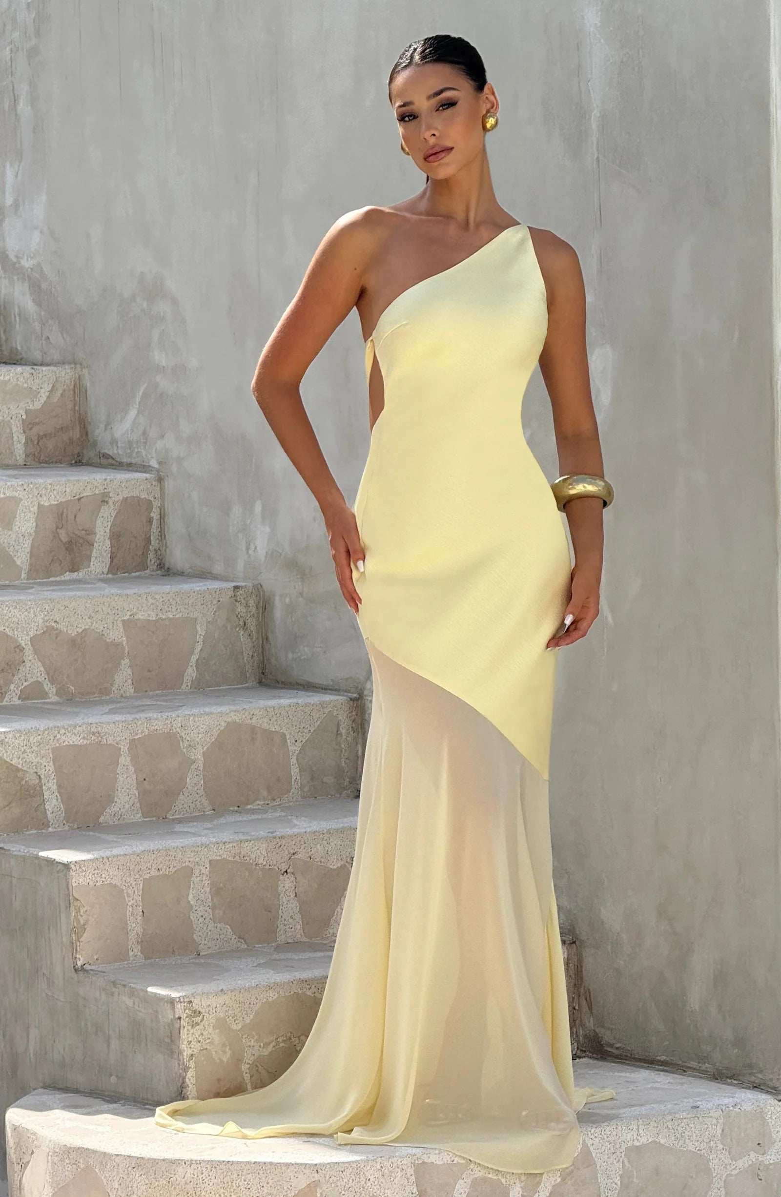 Minimalist Bridal Contrast Mermaid Maxi Dress