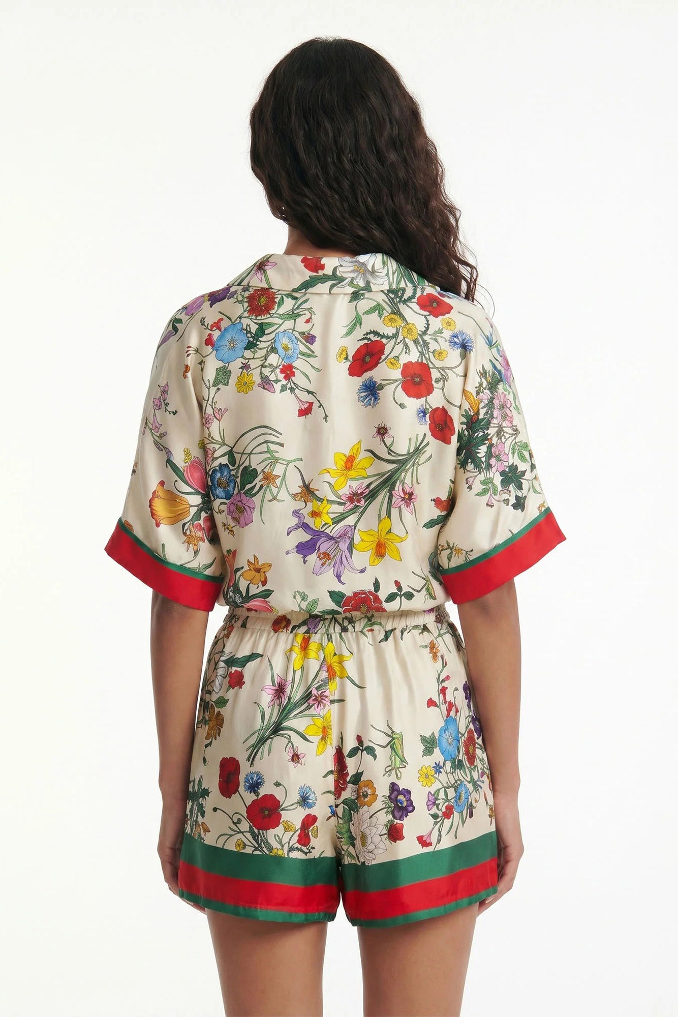 Vintage Botanical Print Shorts Set