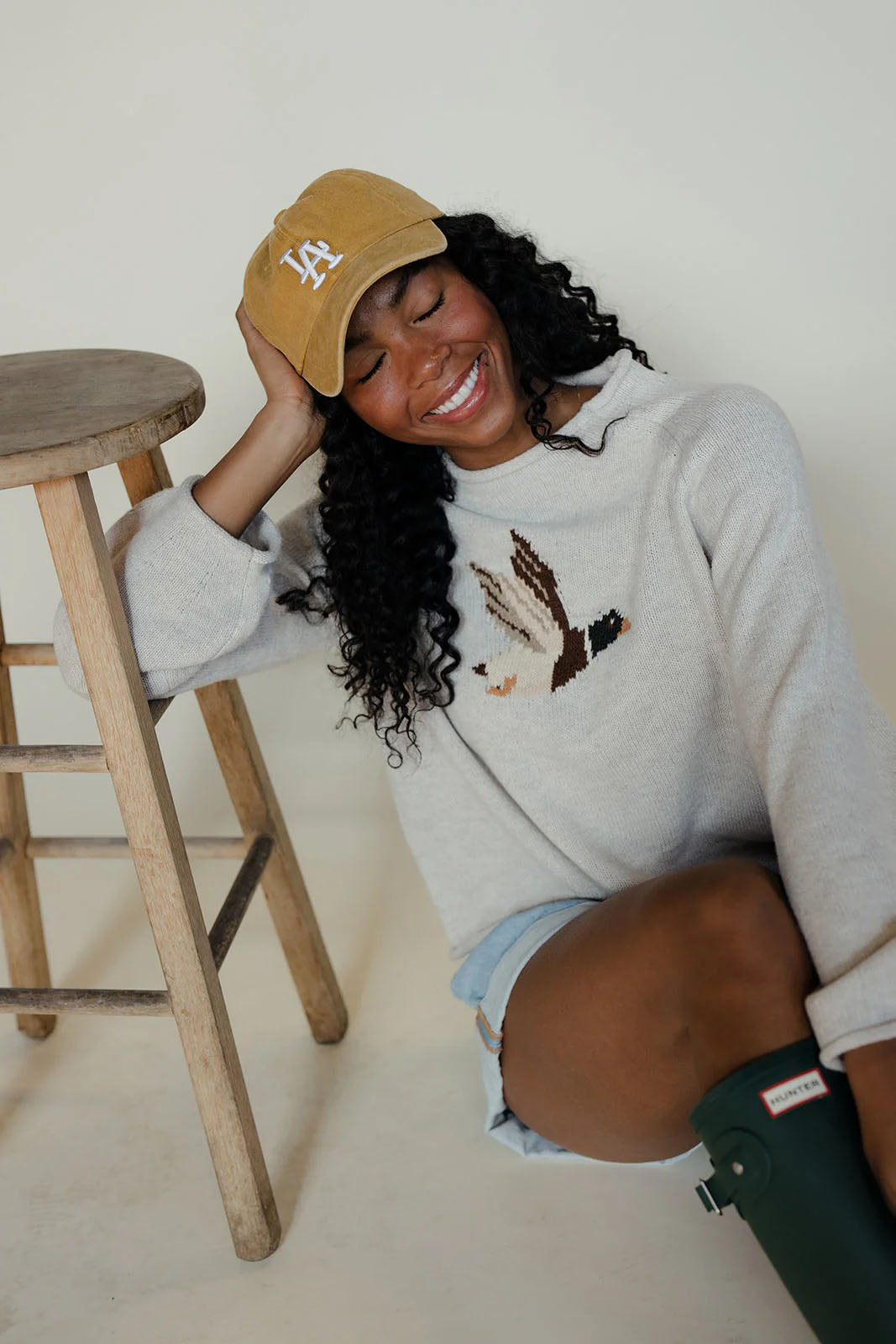 Retro Animal Bird Pattern Cropped Crew Neck Sweater