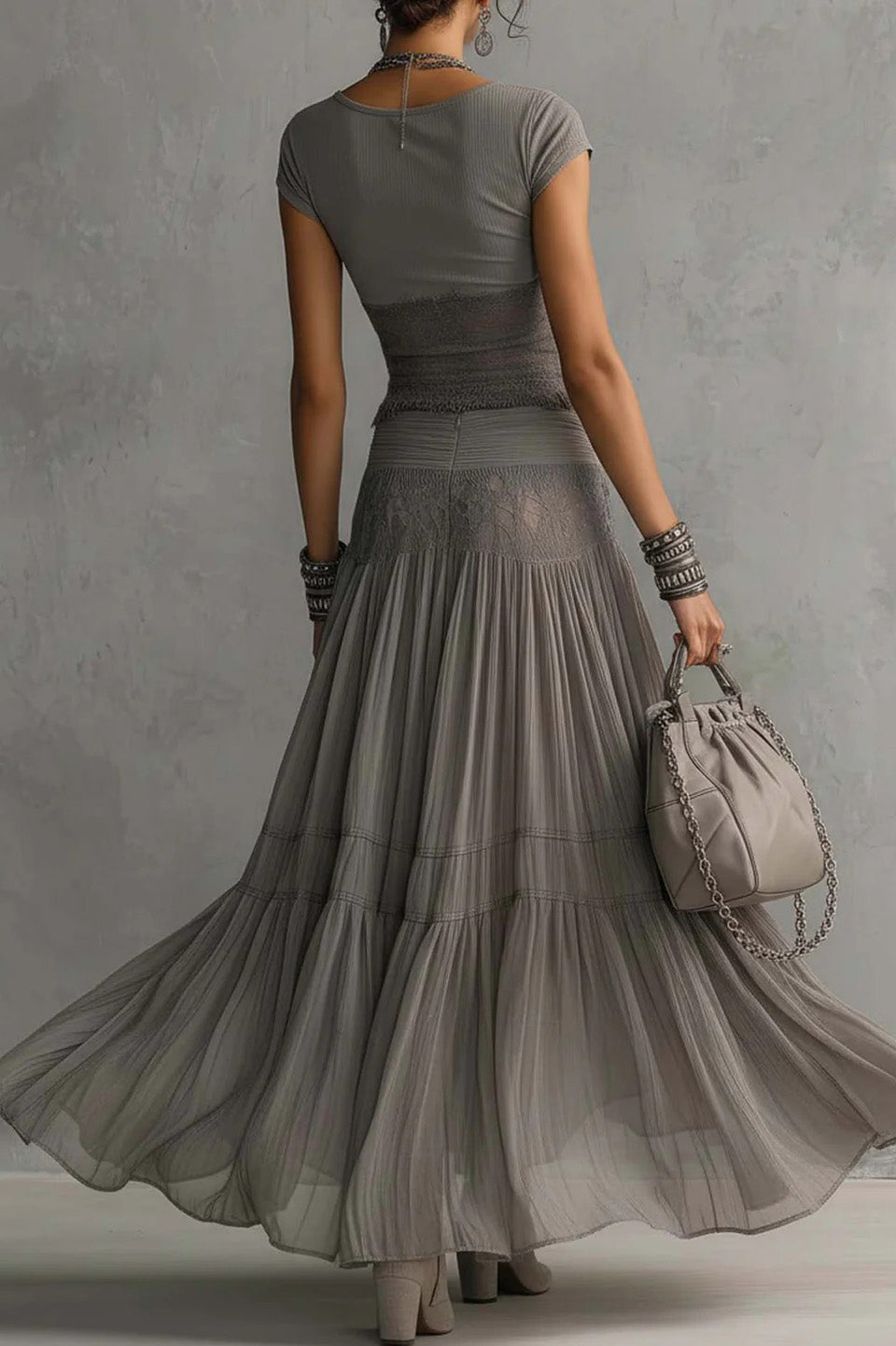 Sukienka maxi plisowana Belle Gradient