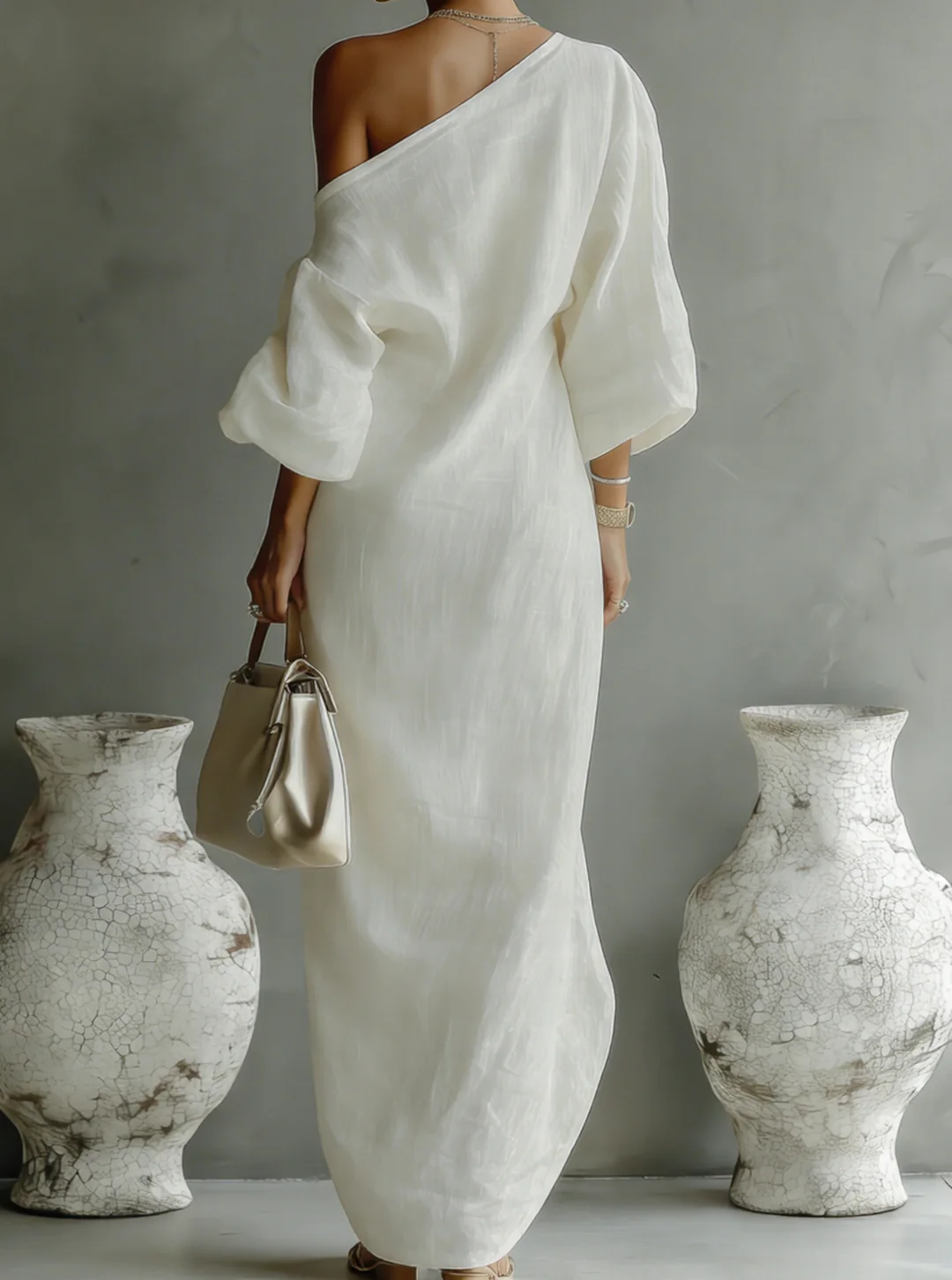 Maxi šaty White Cape Flow