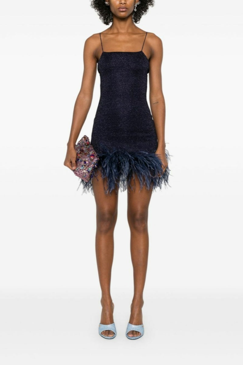 Sequin Feathers Mini Dress