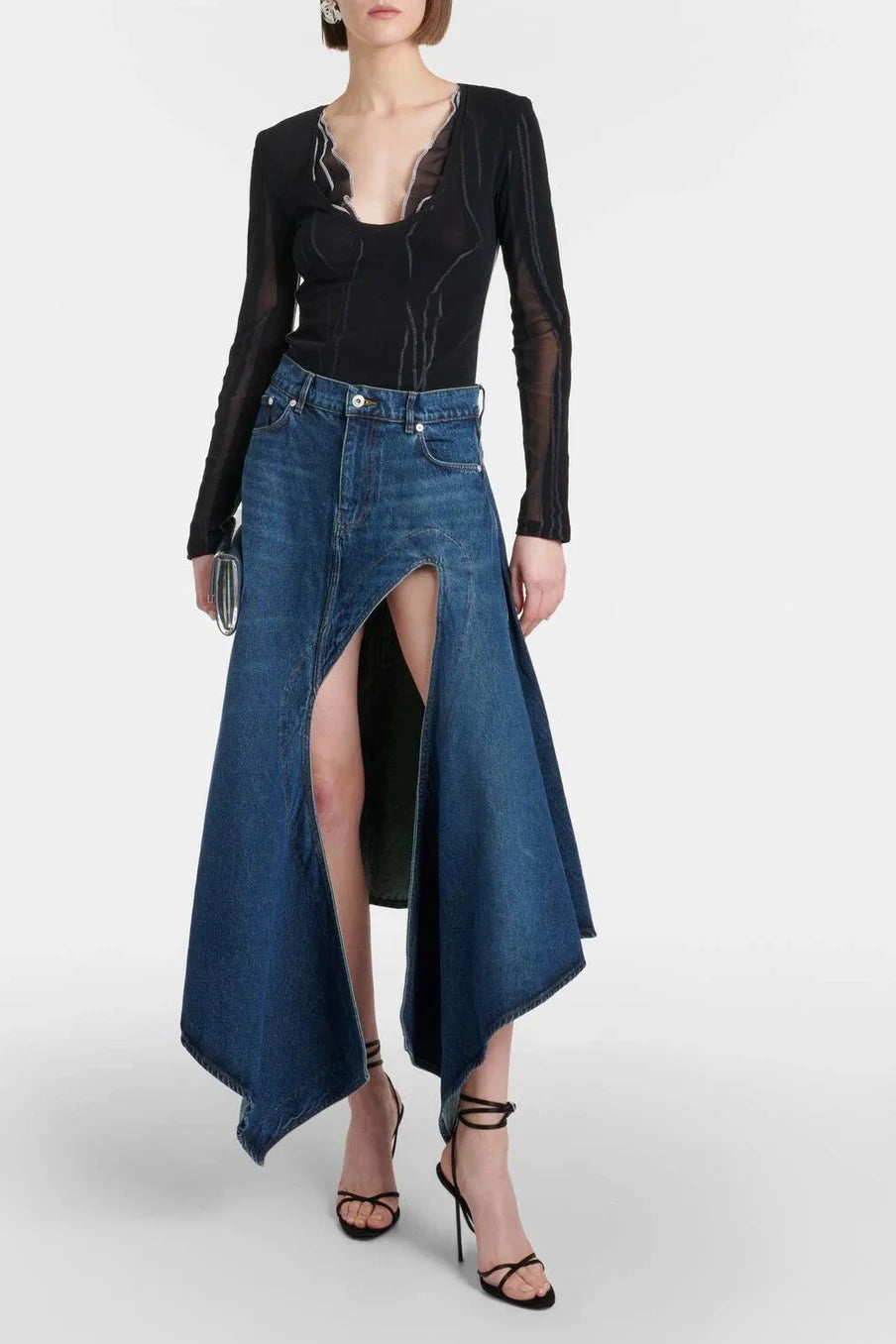Deconstructed Denim Maxi Skirt