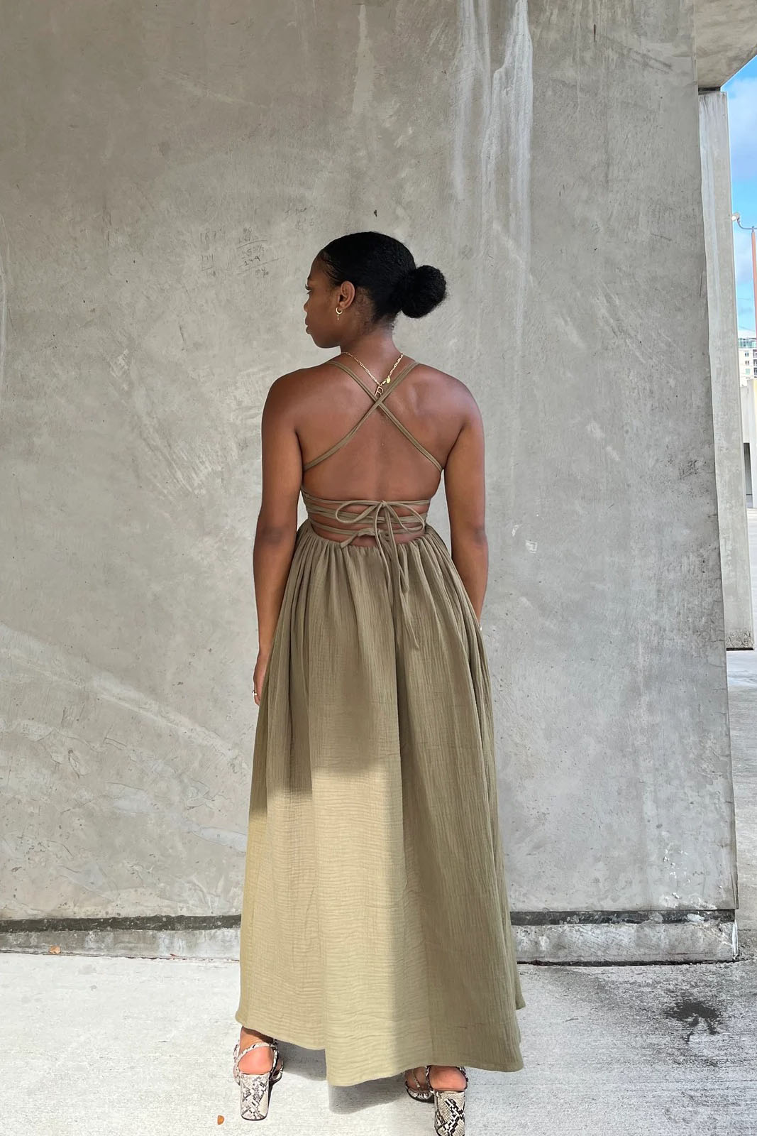 Robe midi à ourlet asymétrique en vichy