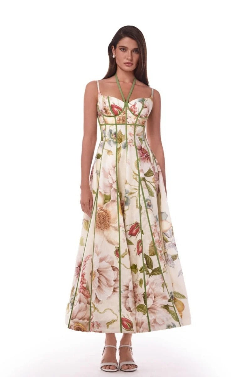 Wäisst fléissend Cape-Maxi-Kleed