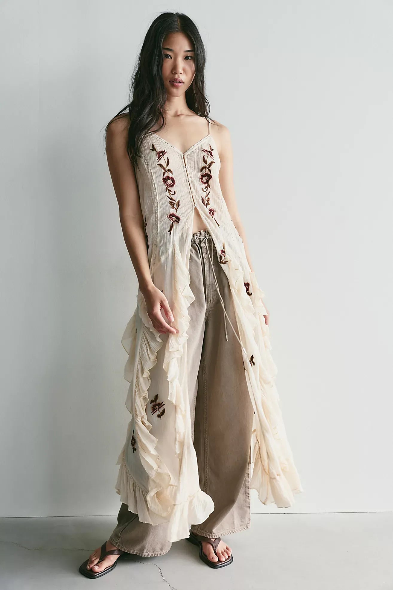 Top maxi com folhos