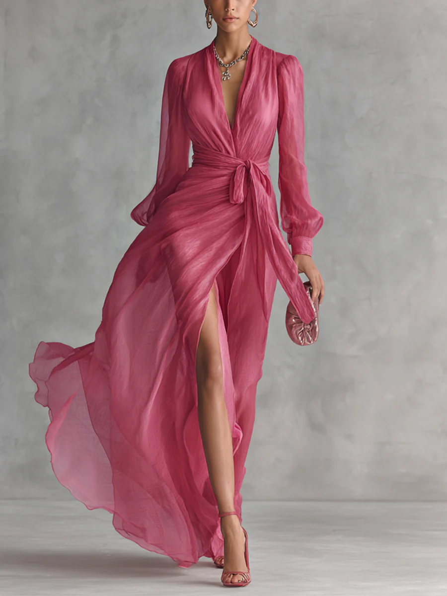 Belle Gradient Plisséiert Maxi Kleed