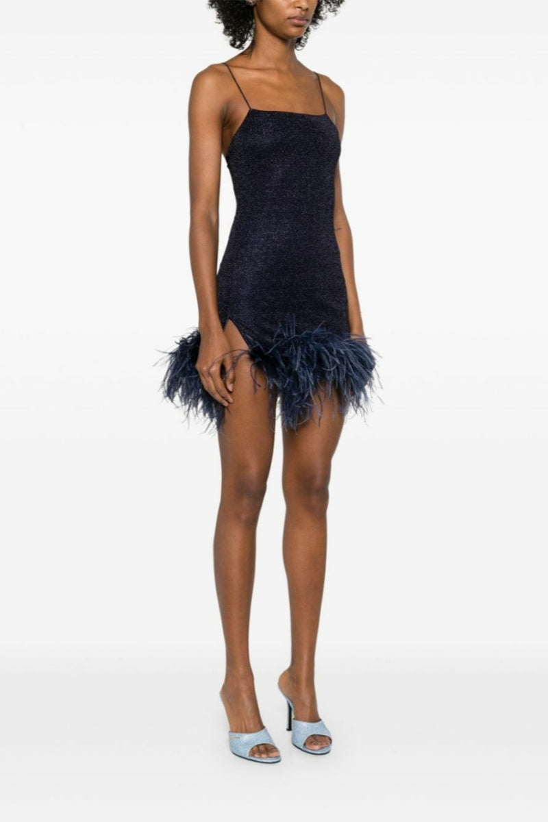 Sequin Feathers Mini Dress