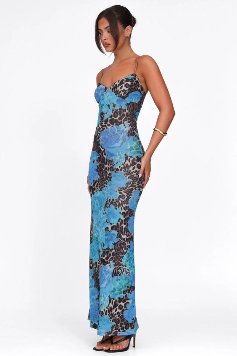 Temperament Slim Printed Maxi Dress