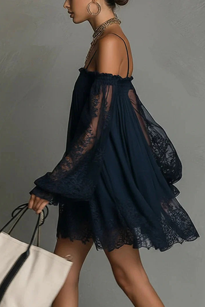 Conjunto de Saia em Cetim com Renda Preta