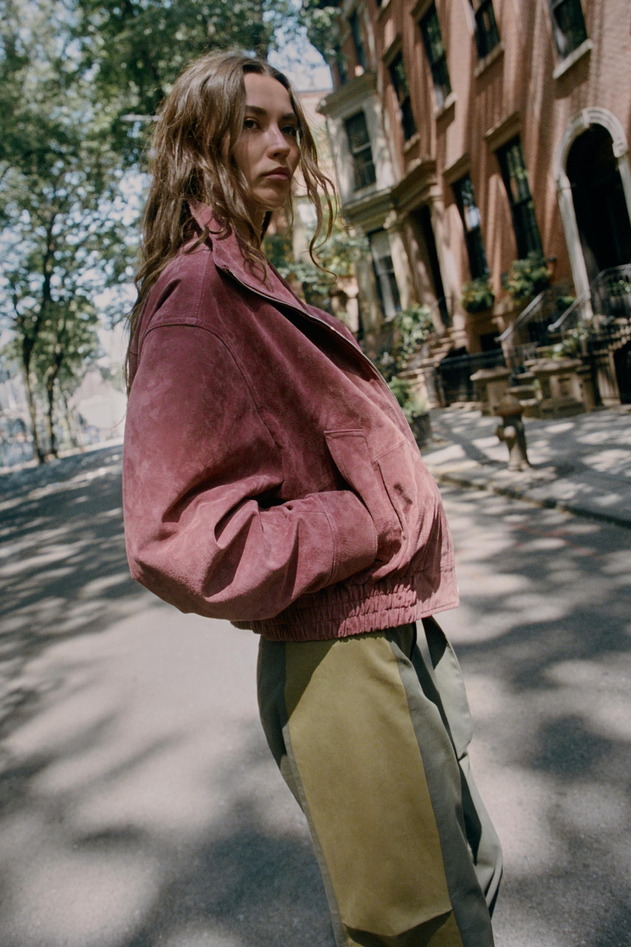 Vintage Stand‑Collar Zip‑Up Oversized Jacket