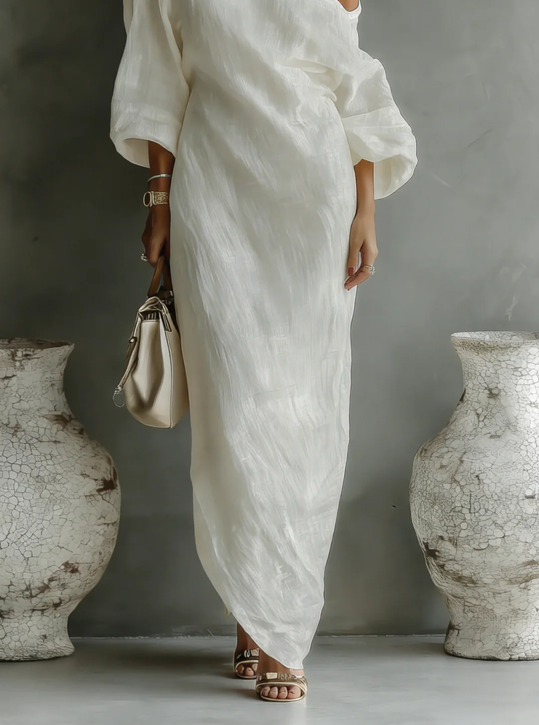 Maxi šaty White Cape Flow