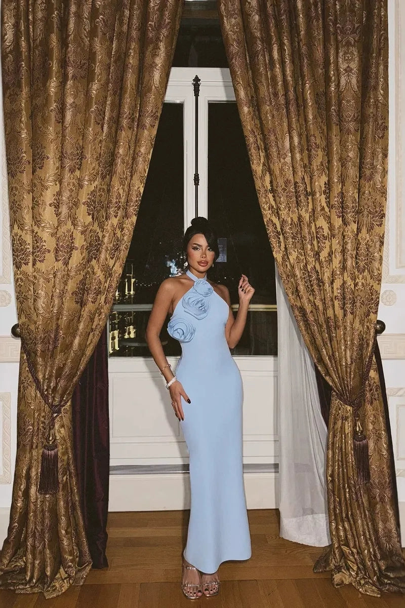 Halter-Neck Backless Maxi Dress