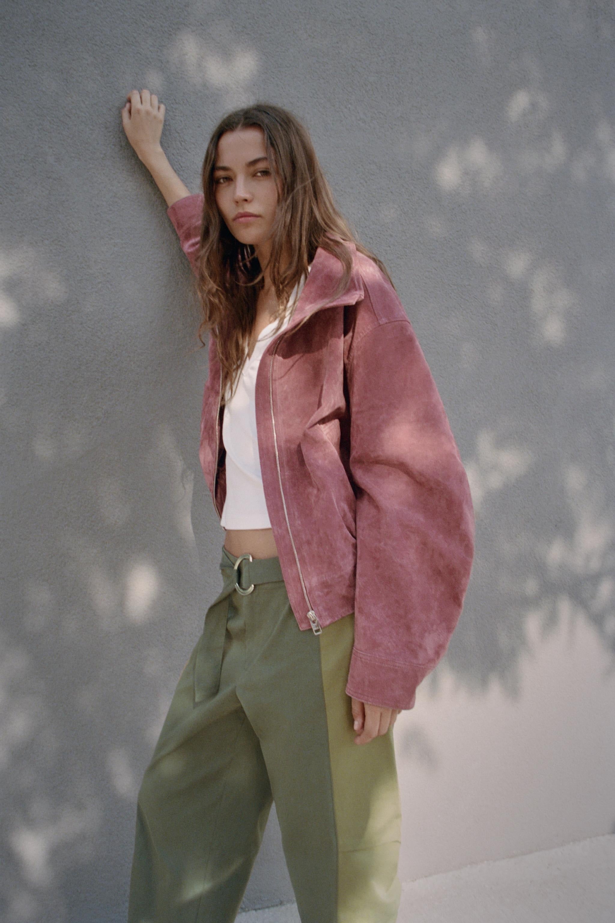 Vintage Stand‑Collar Zip‑Up Oversized Jacket
