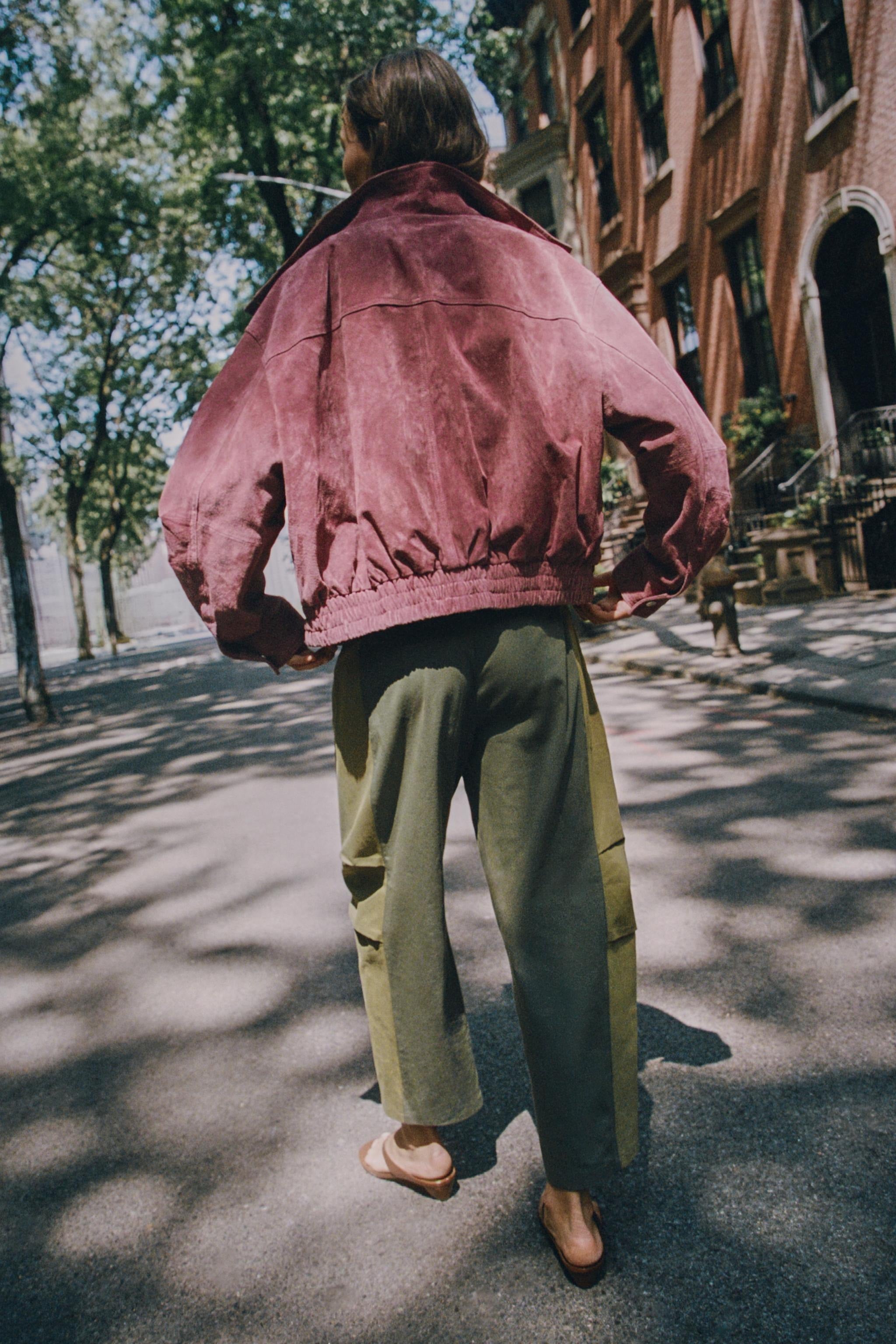 Vintage Stand‑Collar Zip‑Up Oversized Jacket
