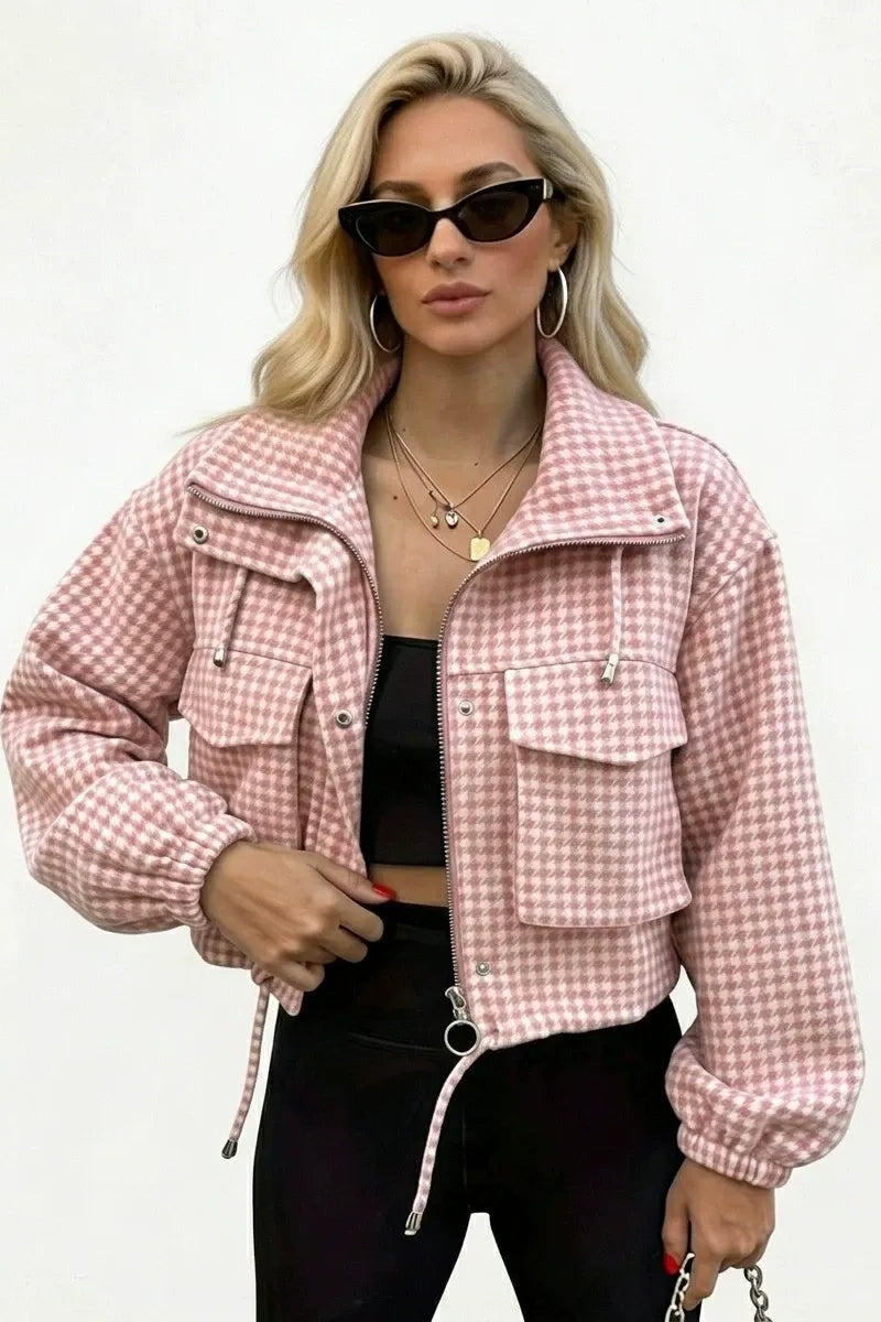Minimalistische Boxy Leder Kurzjacke