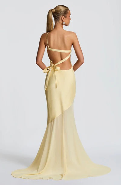 Minimalist Bridal Contrast Mermaid Maxi Dress
