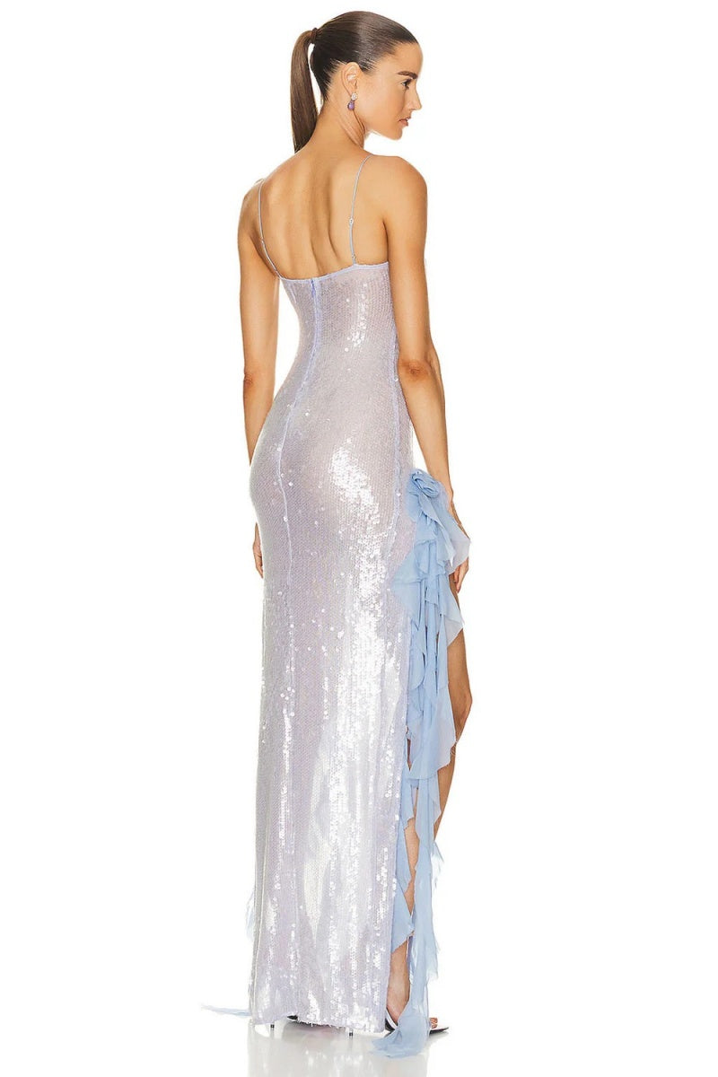 Magnetic Sensation Sequin Ruffled Maxi Dress