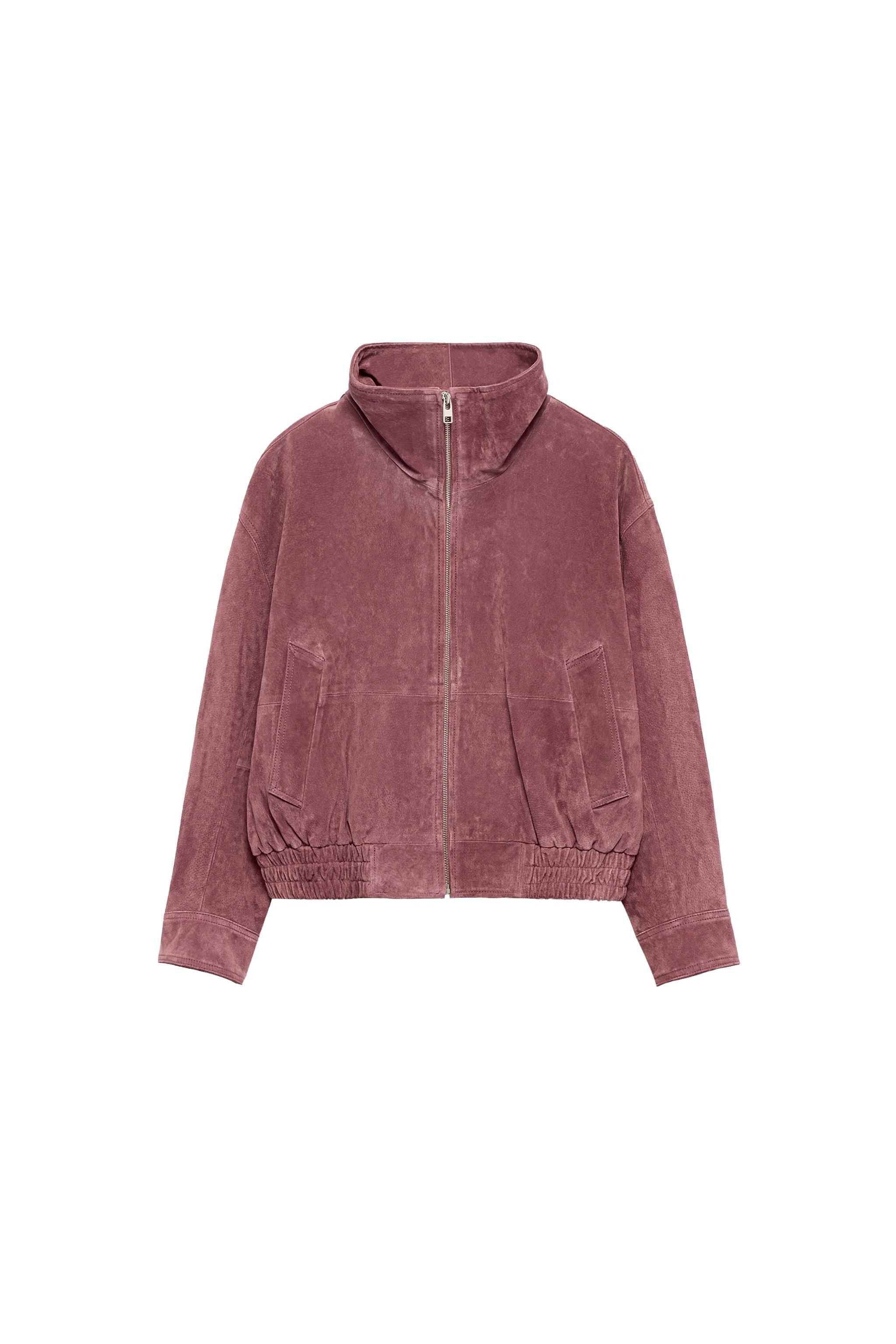 Vintage Stand‑Collar Zip‑Up Oversized Jacket