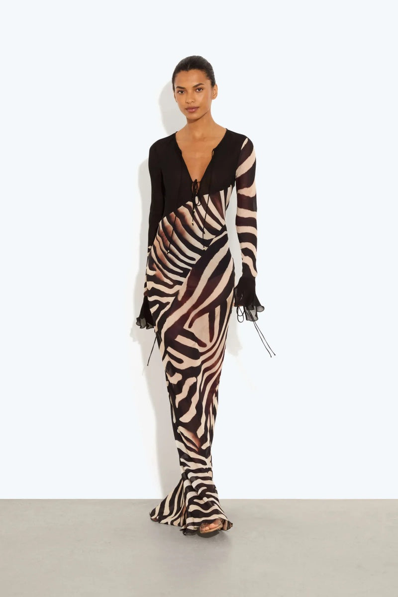 Sexy And Elegant Zebra  Maxi Dress