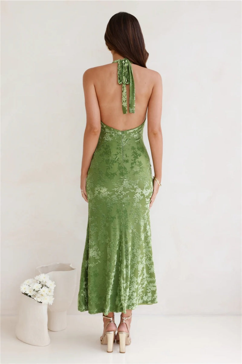 Backless Devoré Velvet Maxi Dress