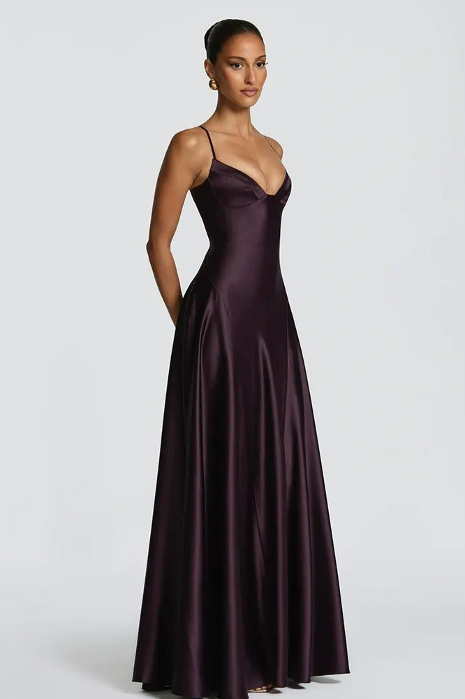 Elegant Low-Cut Lace-Up Maxi Dress