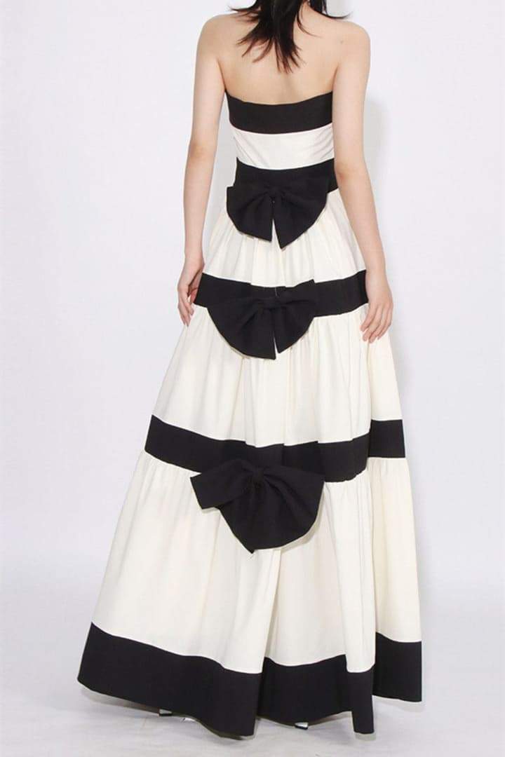 dresses - Karen Colorblock Bowknot Maxi Dress - SD00606212946 - White - S - Sunfere