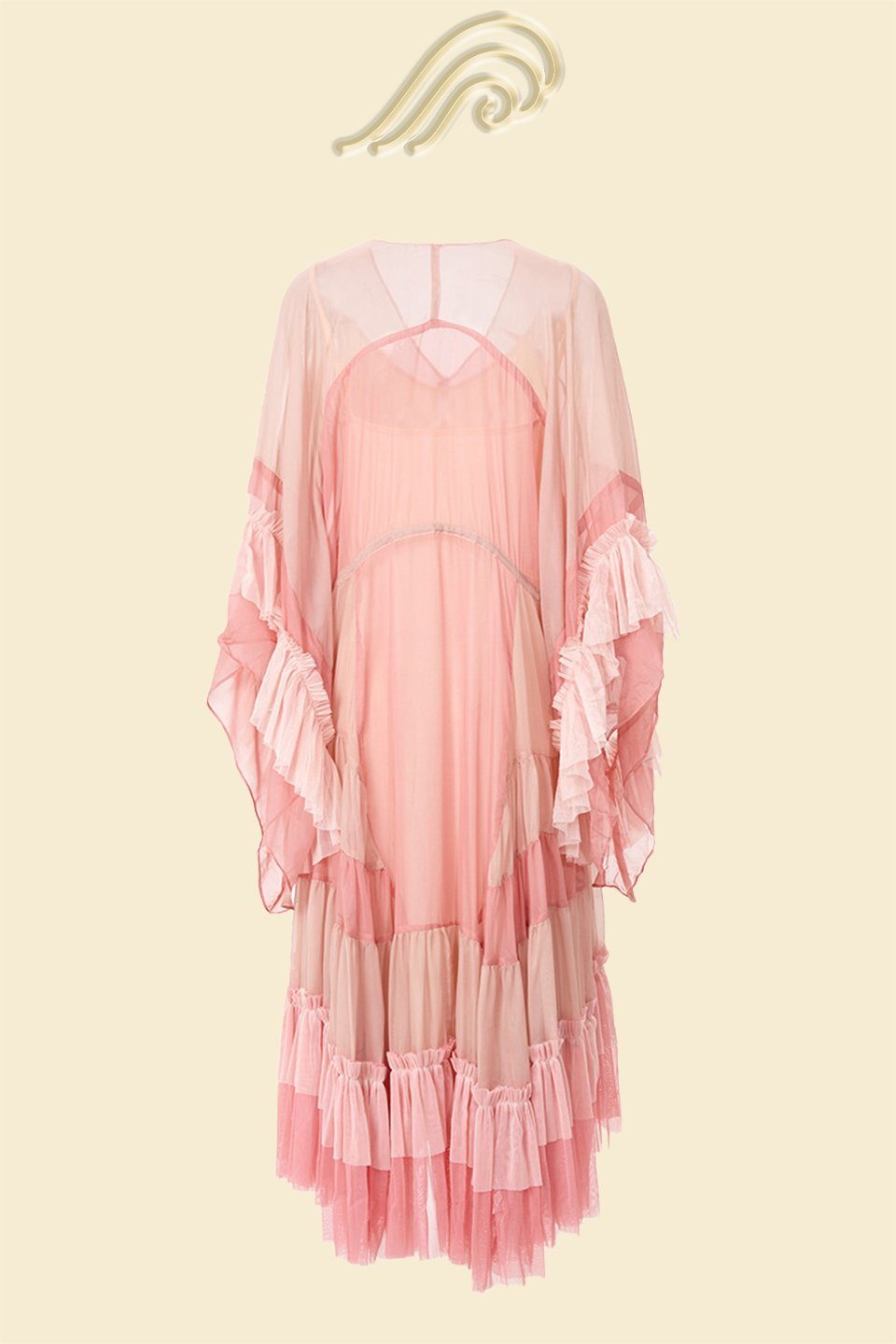 Katie Mesh Gradient Pink Midi Maxi Dress-Sunfere