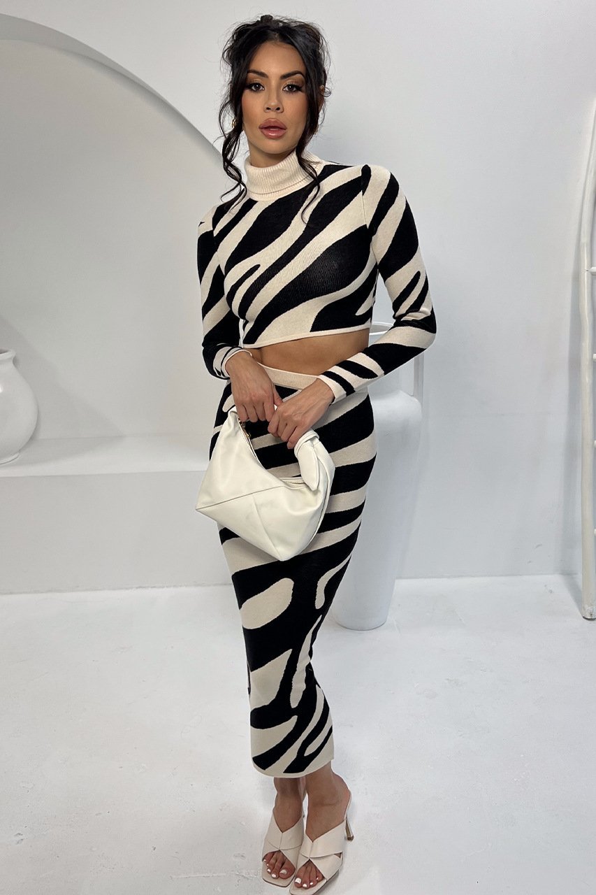 Lena Zebra Print Knit Set-Sunfere