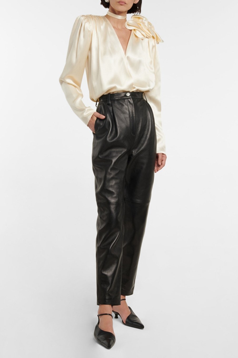 Lorraine Flower Satin Flowy Blouse