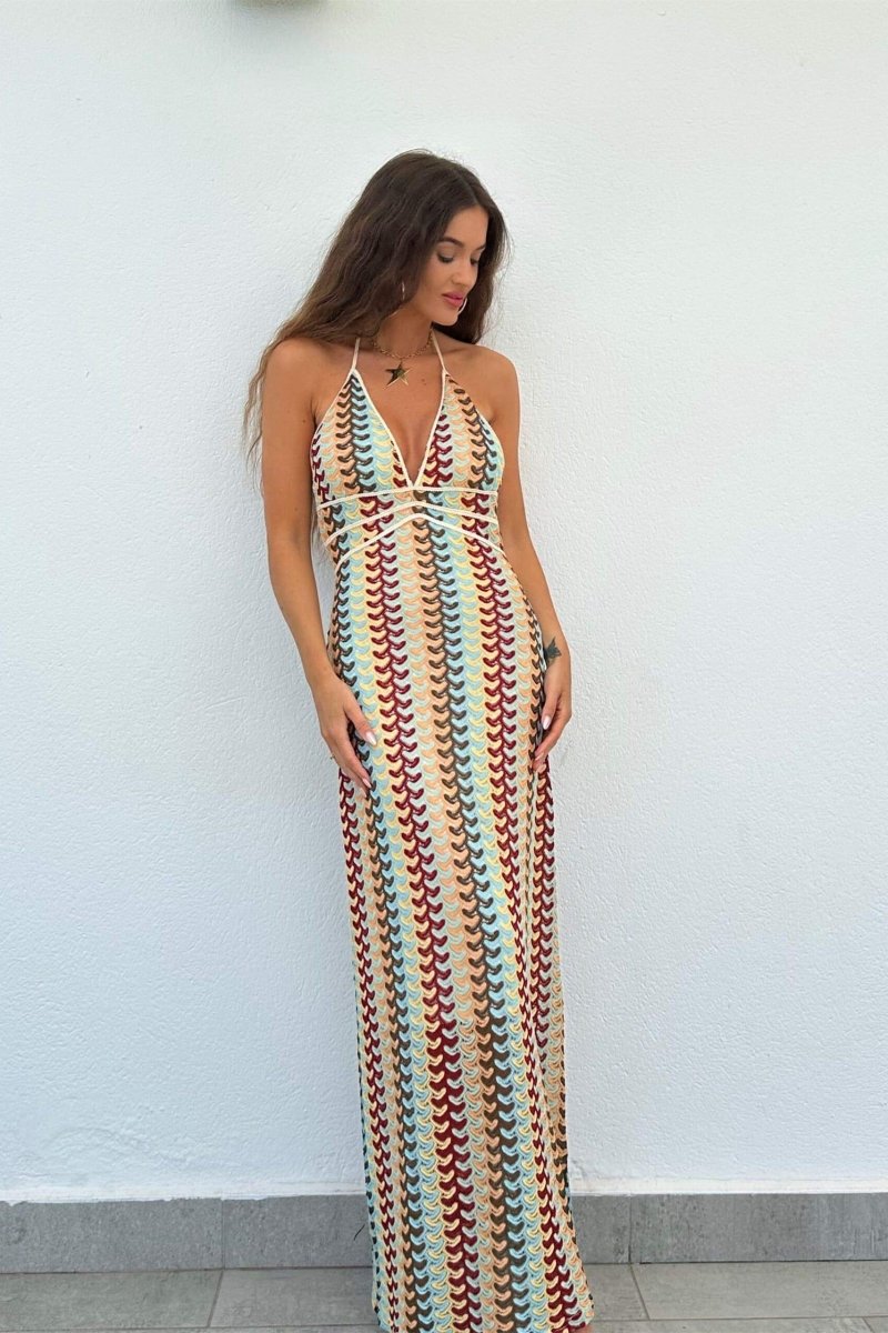 dresses - Lydia Halterneck Crochet Maxi Dress - SD00606112907 - Multi - S - Sunfere