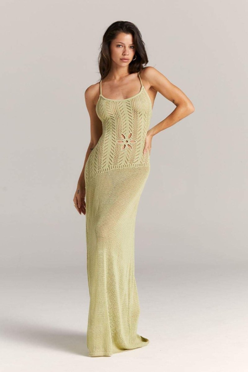 Marjorie Flower Cut-out Crochet Maxi Dress-Sunfere