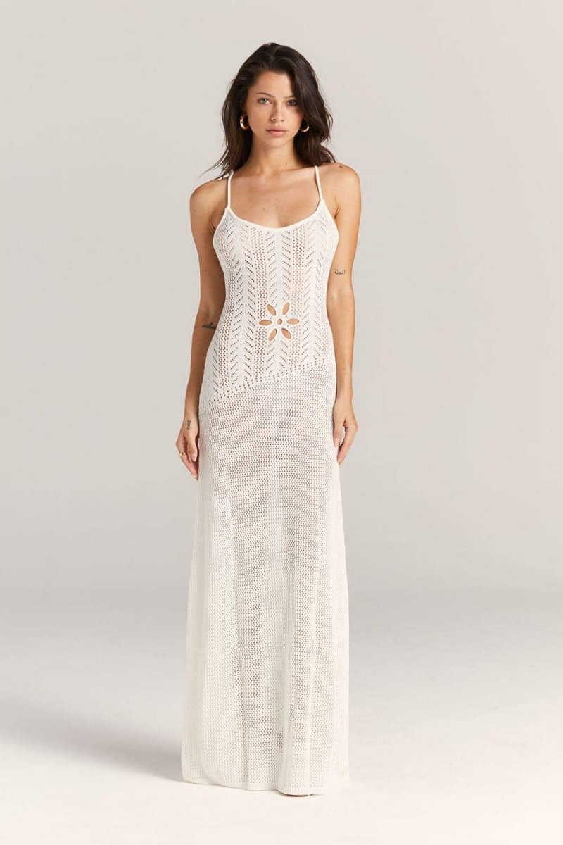 Marjorie Flower Cut-out Crochet Maxi Dress-Sunfere