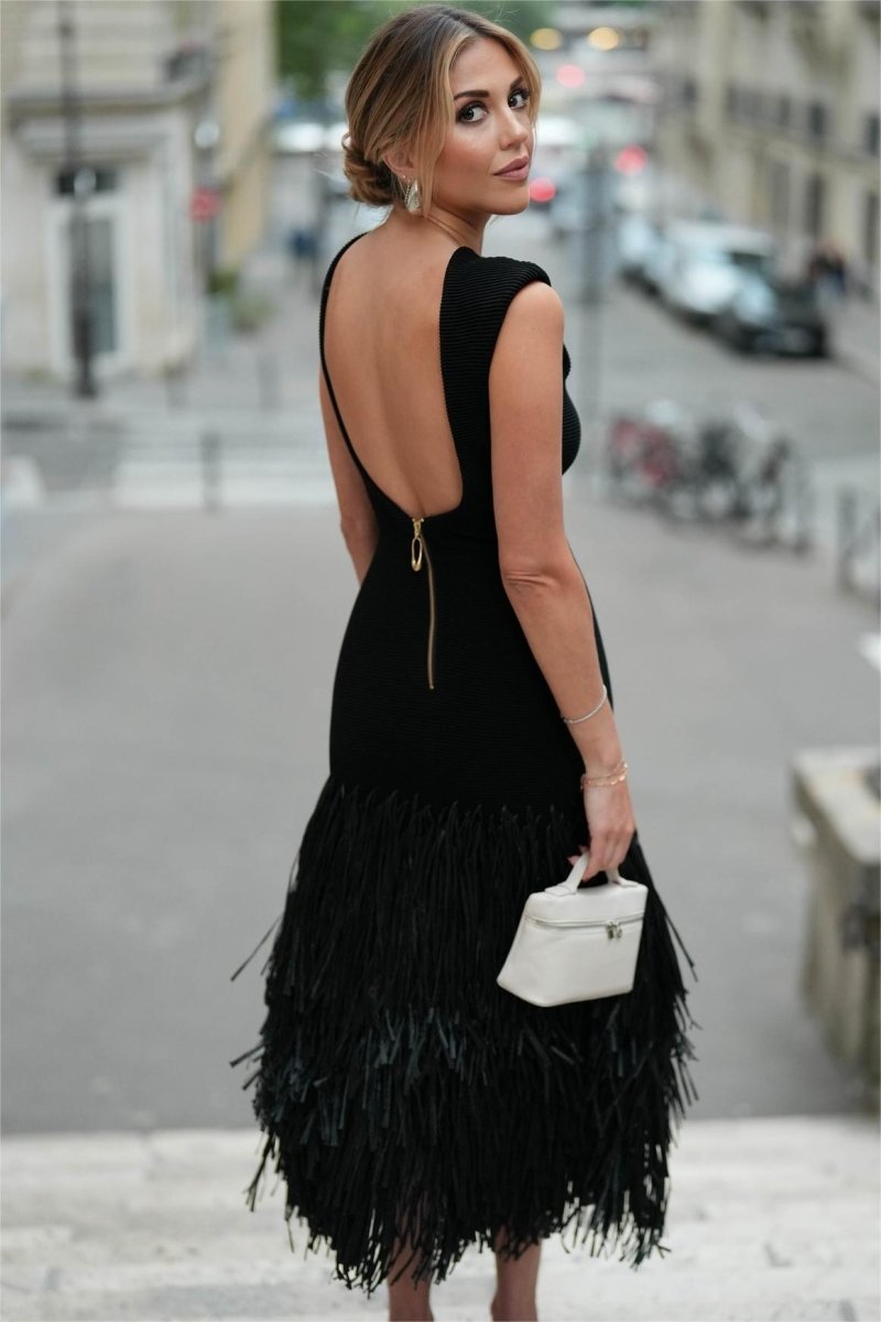 Mavis Backless Tassels Knit Midi Dress