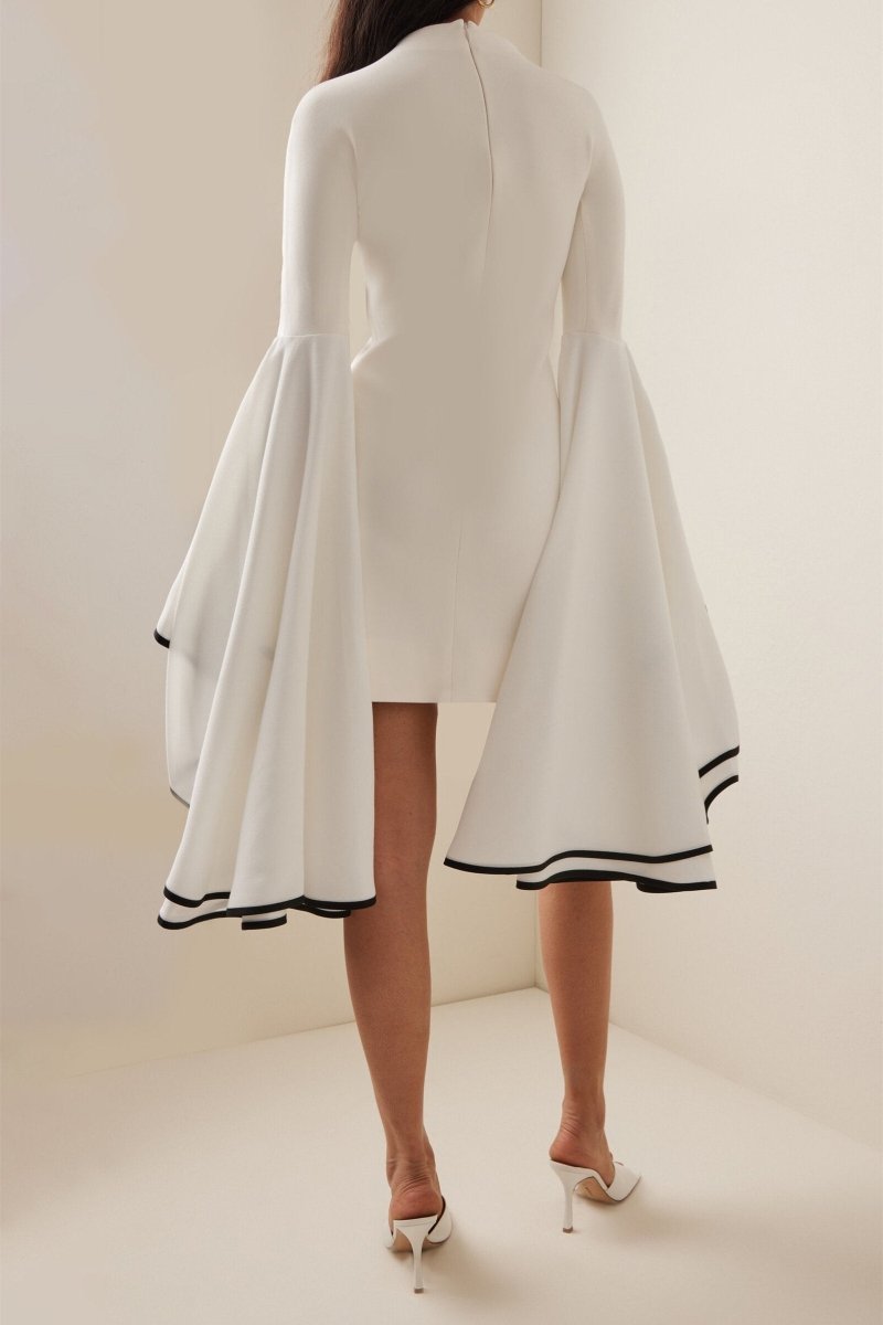 dresses - Maxine Contrast Ruffle Sleeve Mini Dress - SD00707313250 - White - S - Sunfere