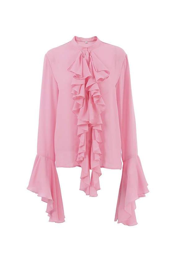 Michelle Semi-sheer Ruffle Blouse-Sunfere