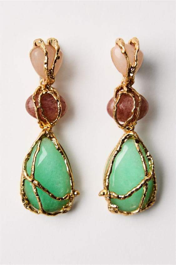 Multi Gem Dangle Earrings-Sunfere