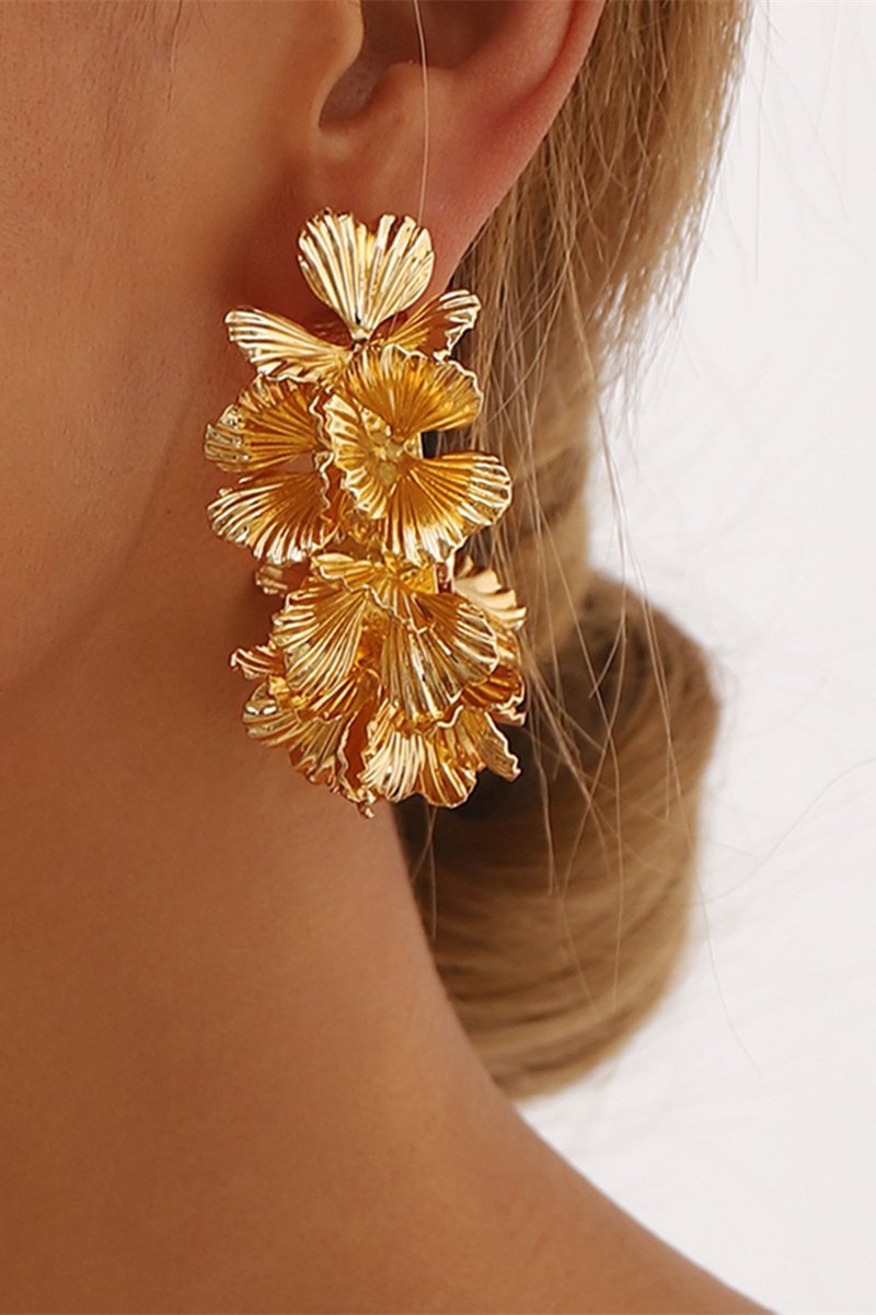 Multi-Layer Floral C-Shaped Earrings-Sunfere