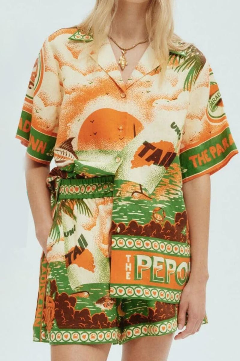 Unique Printed Sunny Afternoon Printed Shorts Two-Piece Set