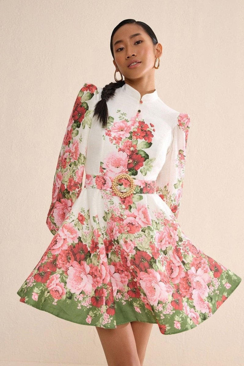 dresses - Renata Floral Printed Balloon Sleeves Midi Dress - SD00707303234 - Multi - S - Sunfere