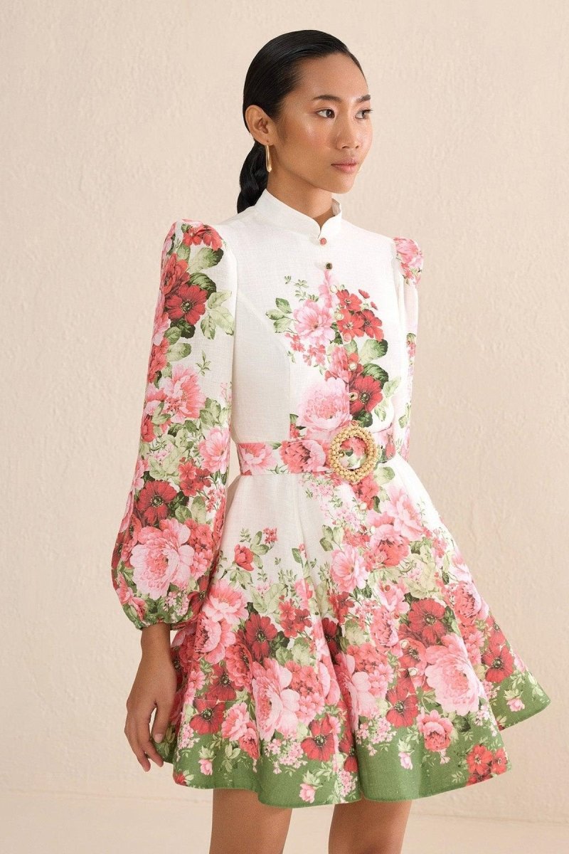 dresses - Renata Floral Printed Balloon Sleeves Midi Dress - SD00707303234 - Multi - S - Sunfere