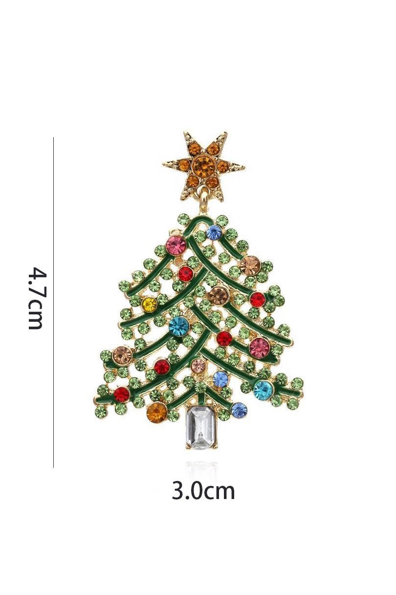 Rhinestone Christmas Tree Drop Earrings