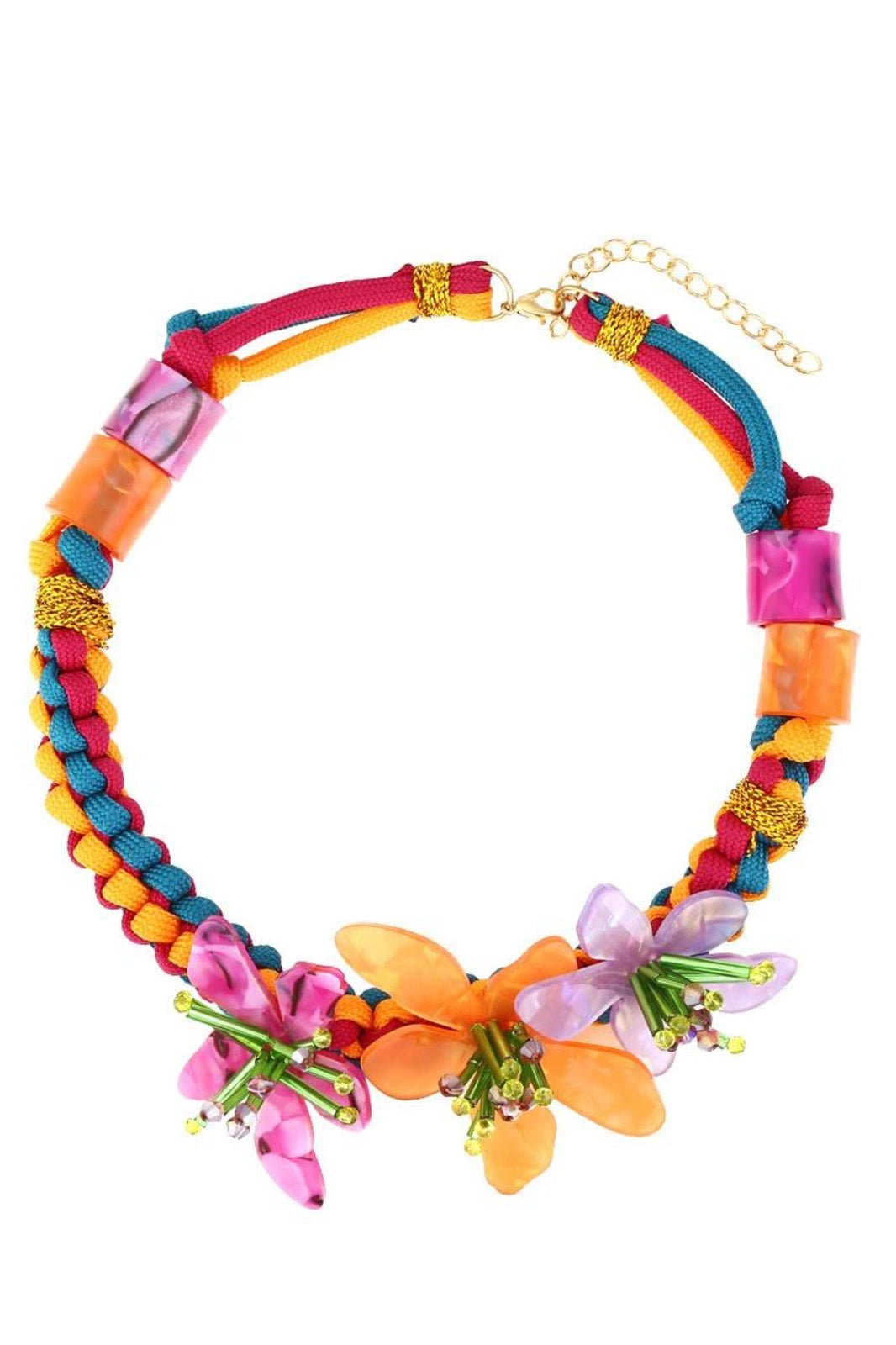 Riva Acrylic Flower Weave Necklace-Sunfere