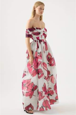 Riva Off-Shoulder Corset Maxi Dress-Sunfere