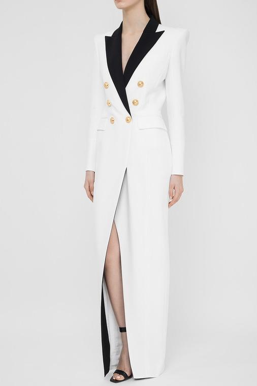 Silas Colorblock Tuxedo Maxi Blazer Dress-Sunfere