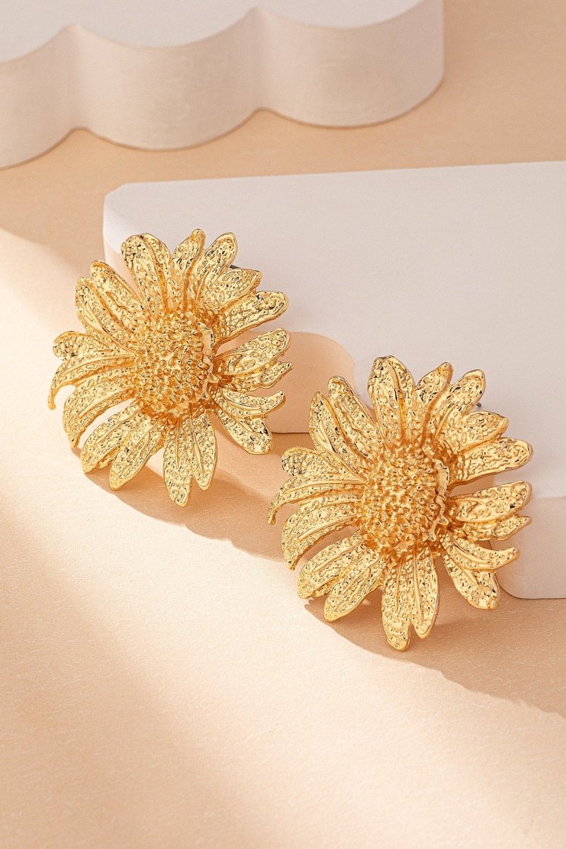 Boucles d'oreilles pendantes vintage en forme de tournesol