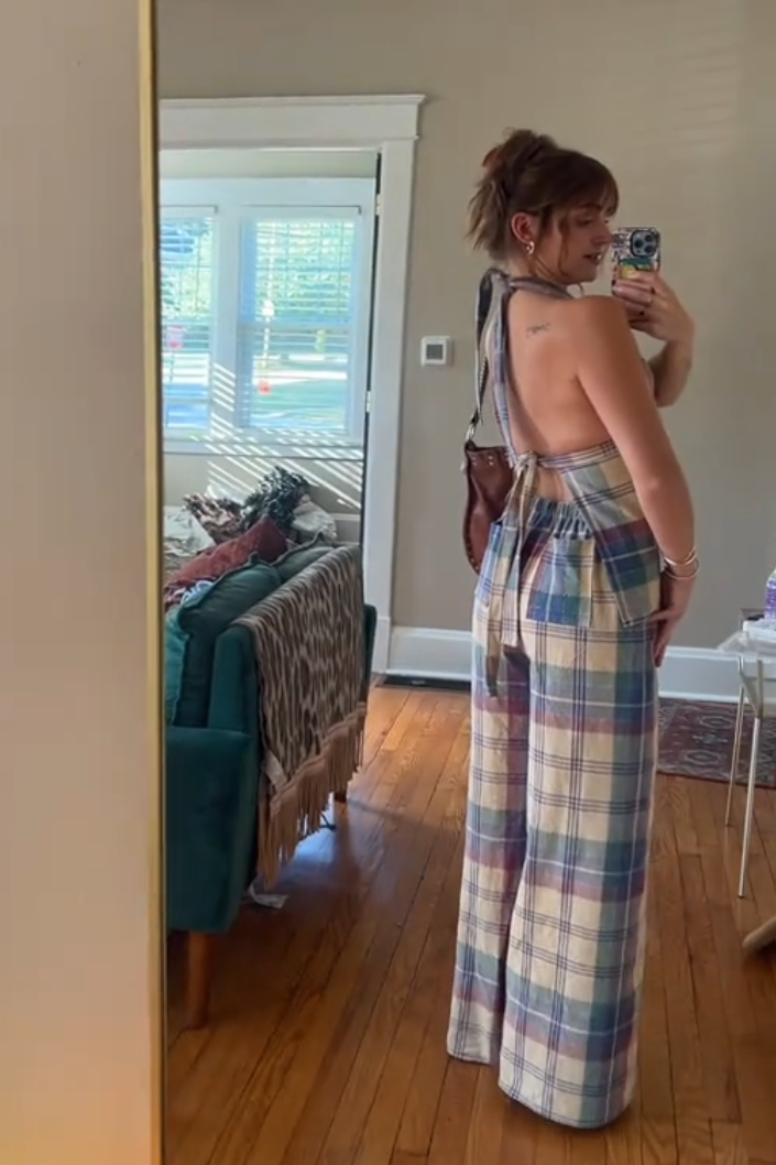Boho Plaid Wide Leg Pants Set